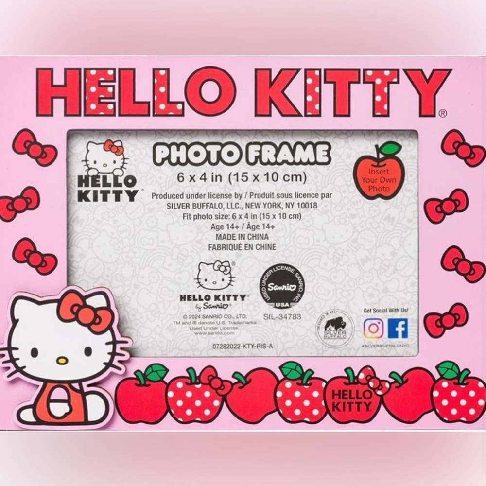 Hello kitty Sanrio (NWT) apple & bows pink red photo frame